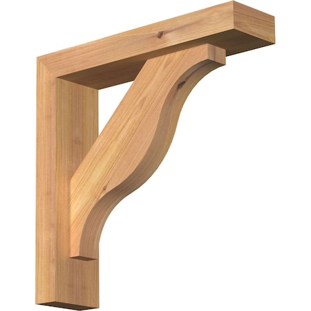 Ekena Millwork Funston Block Smooth Bracket w/ Offset Brace, Western Red Cedar, 3 1/2"W x 14"D x 14"H BKT0402X14X14FST05SWR